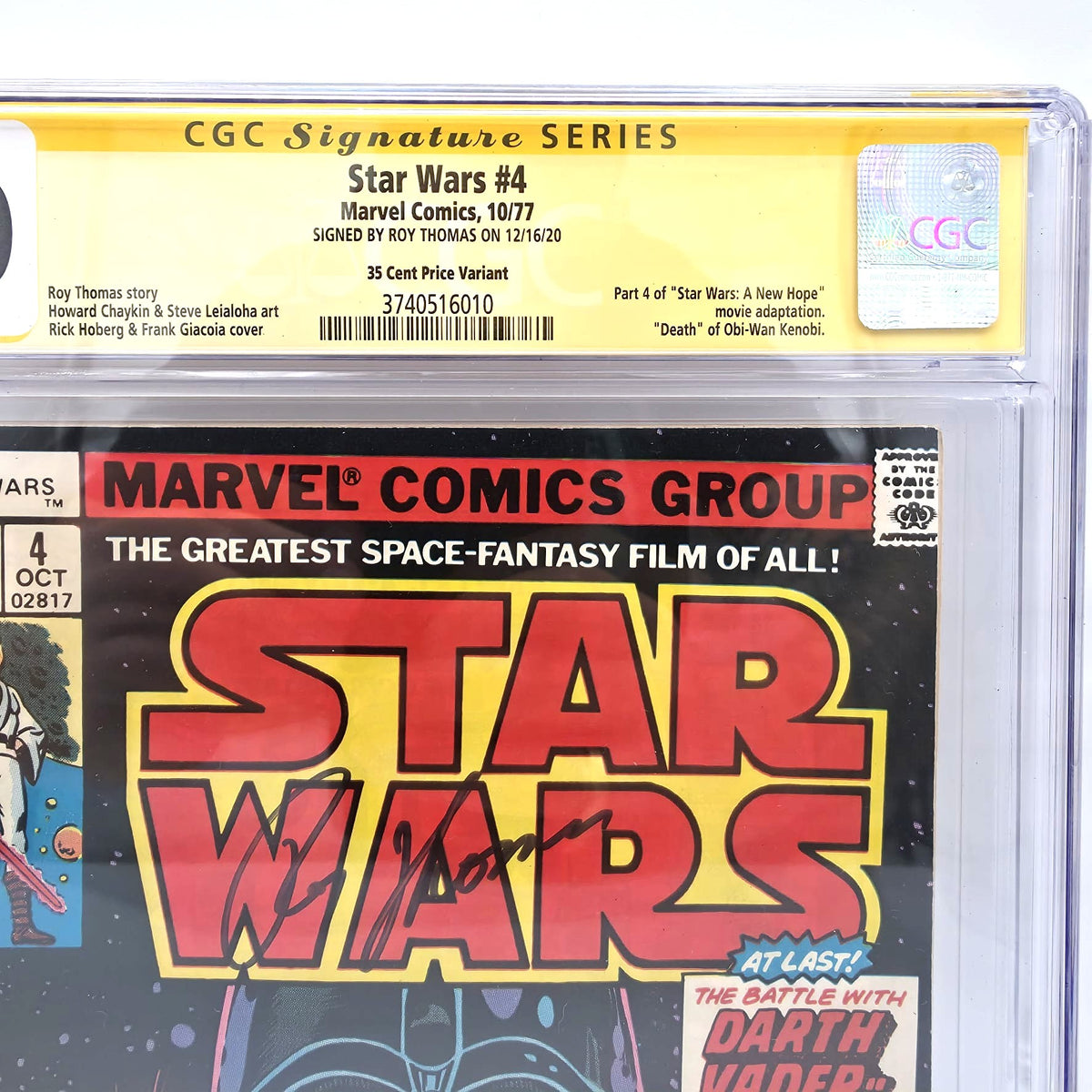 Star Wars Comic #4 (1977) – 35 Cent Price Variant – CGC 9.0 Signature Series – Roy Thomas