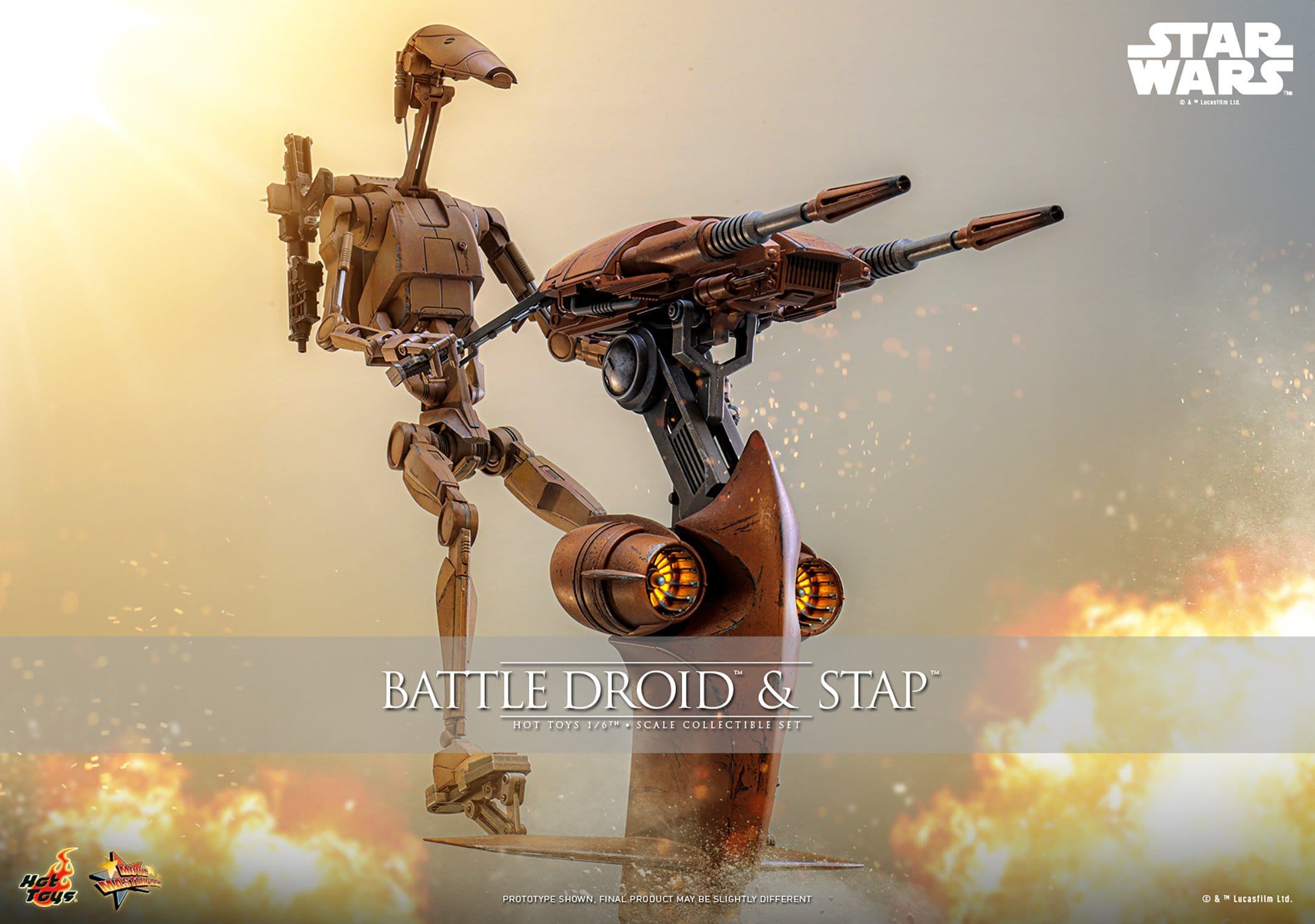 PRE-ORDER: Star Wars - Hot Toys - Set 1/6 Battle Droid & STAP 32 cm