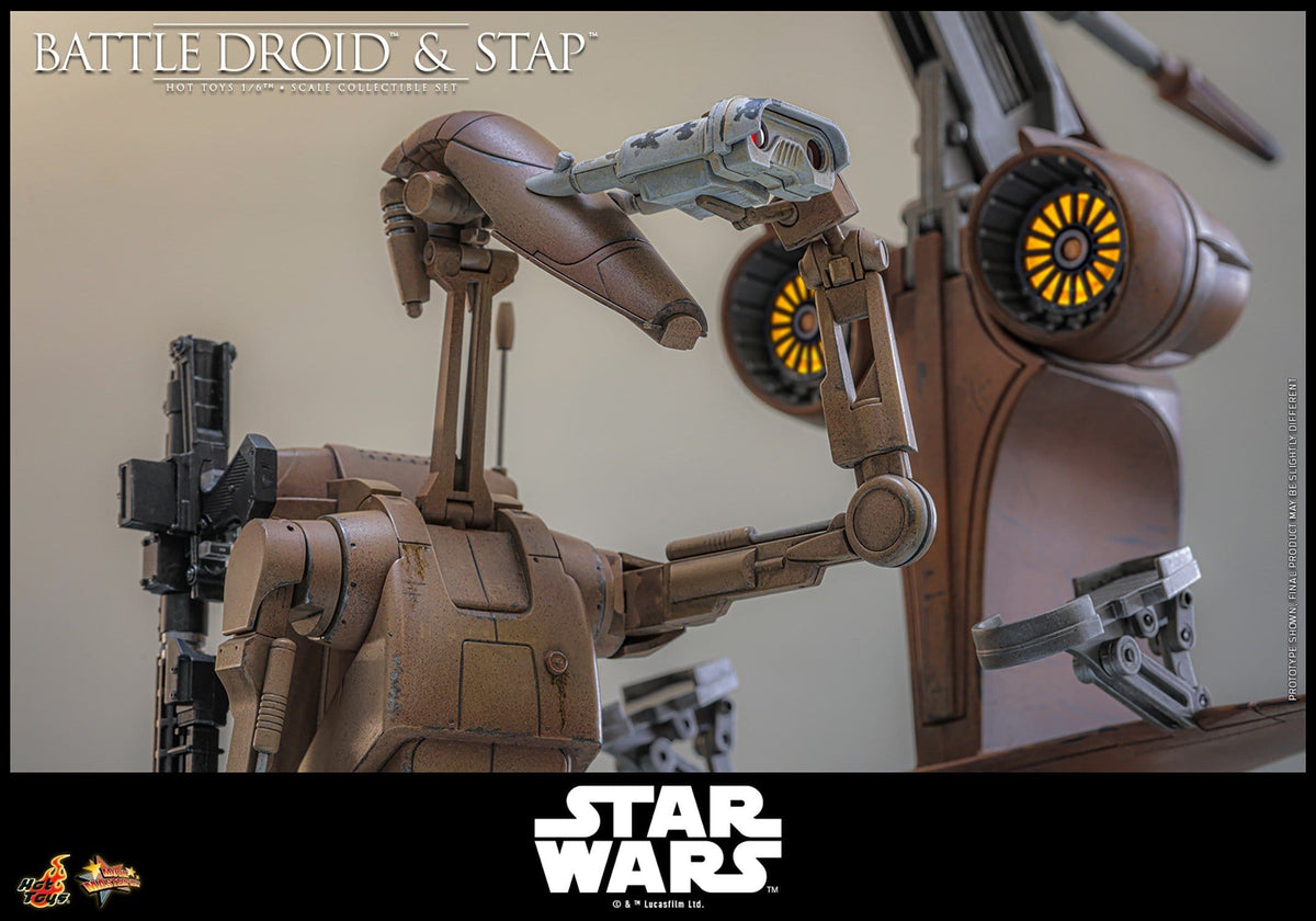 PRE-ORDER: Star Wars: The Phantom Menace Movie Masterpiece Actionfiguren Set 1/6 Battle Droid & STAP 32 cm