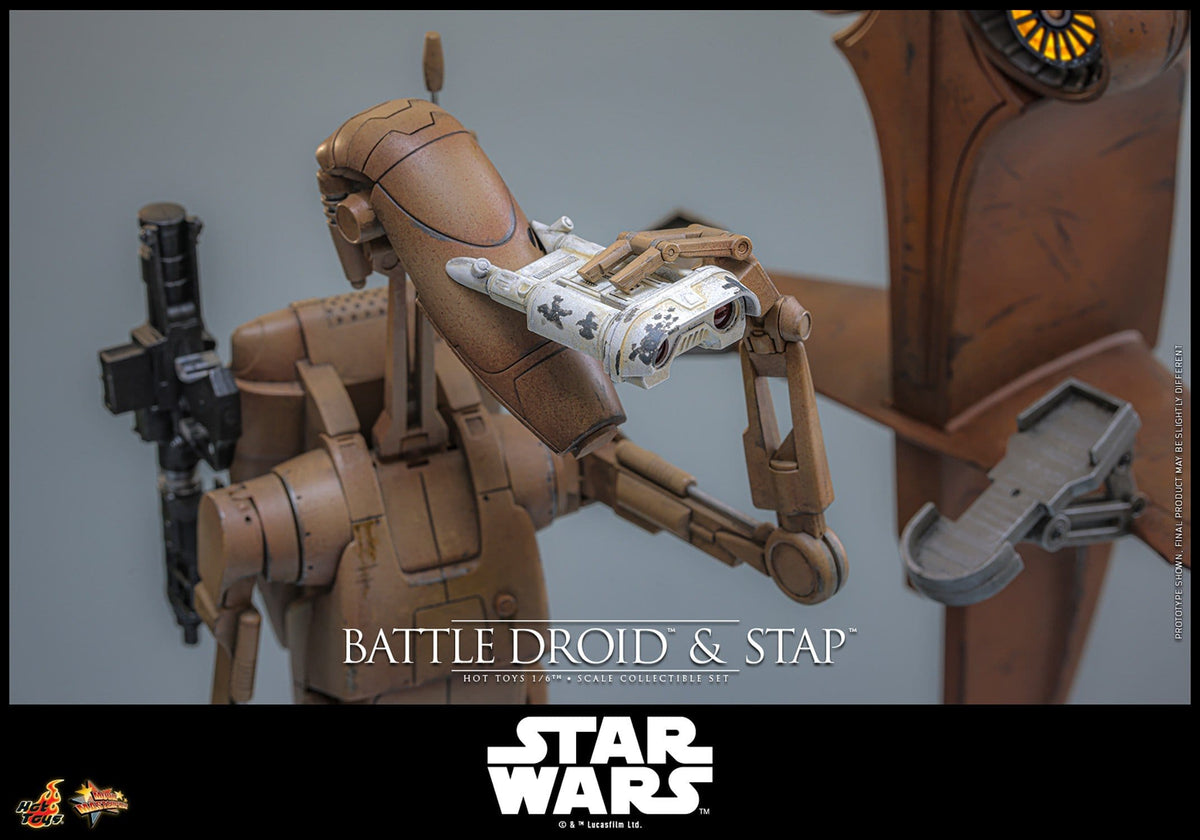 PRE-ORDER: Star Wars: The Phantom Menace Movie Masterpiece Actionfiguren Set 1/6 Battle Droid & STAP 32 cm