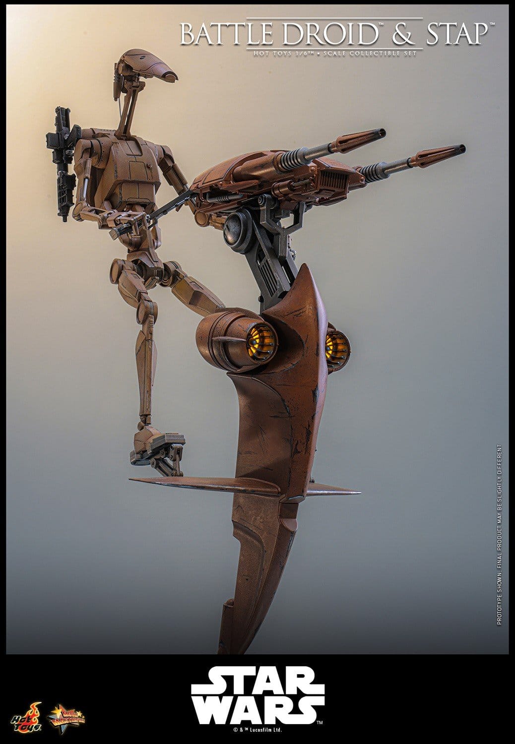 PRE-ORDER: Star Wars: The Phantom Menace Movie Masterpiece Actionfiguren Set 1/6 Battle Droid & STAP 32 cm