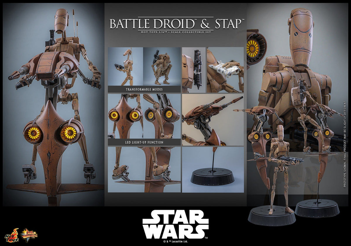 PRE-ORDER: Star Wars: The Phantom Menace Movie Masterpiece Actionfiguren Set 1/6 Battle Droid & STAP 32 cm