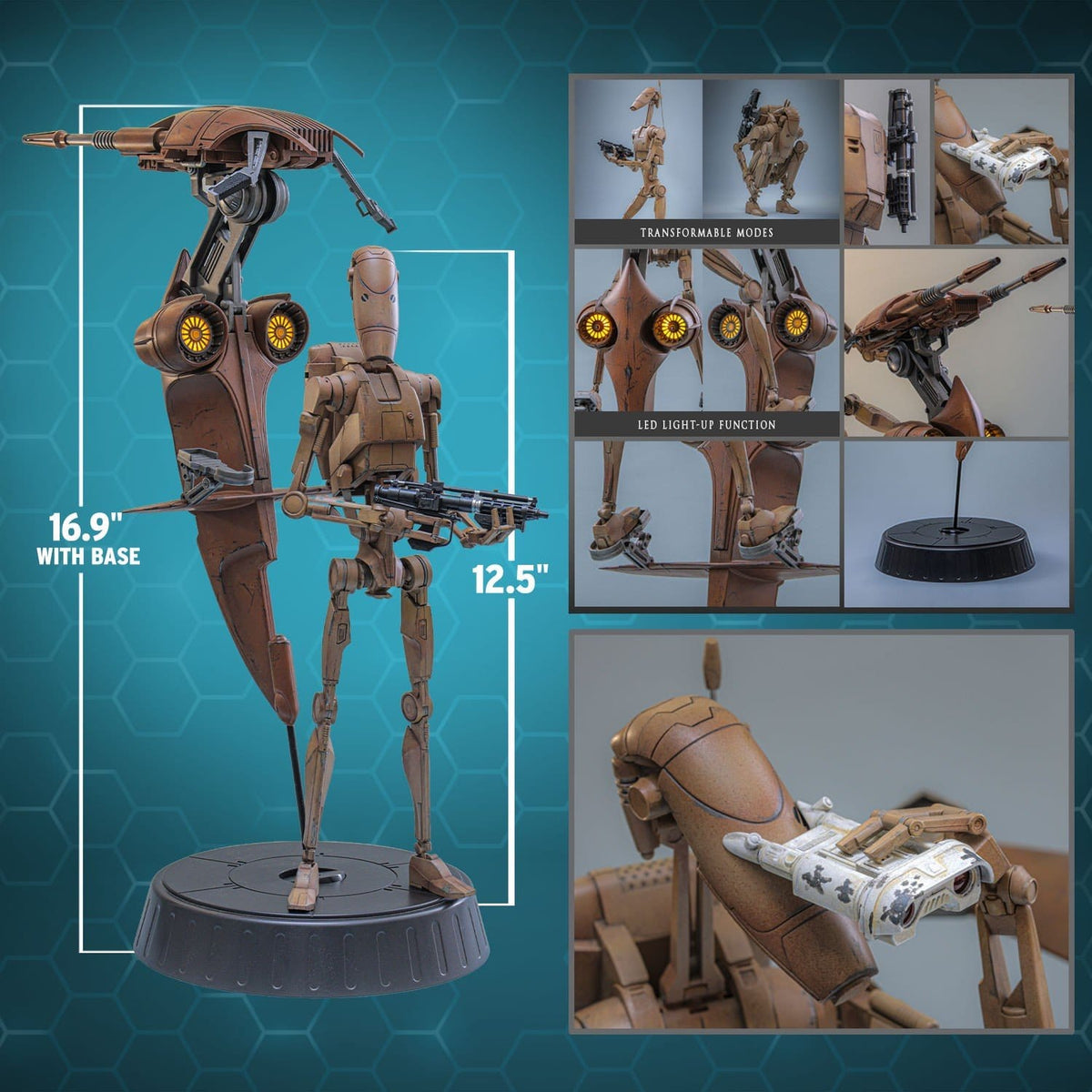 PRE-ORDER: Star Wars: The Phantom Menace Movie Masterpiece Actionfiguren Set 1/6 Battle Droid & STAP 32 cm
