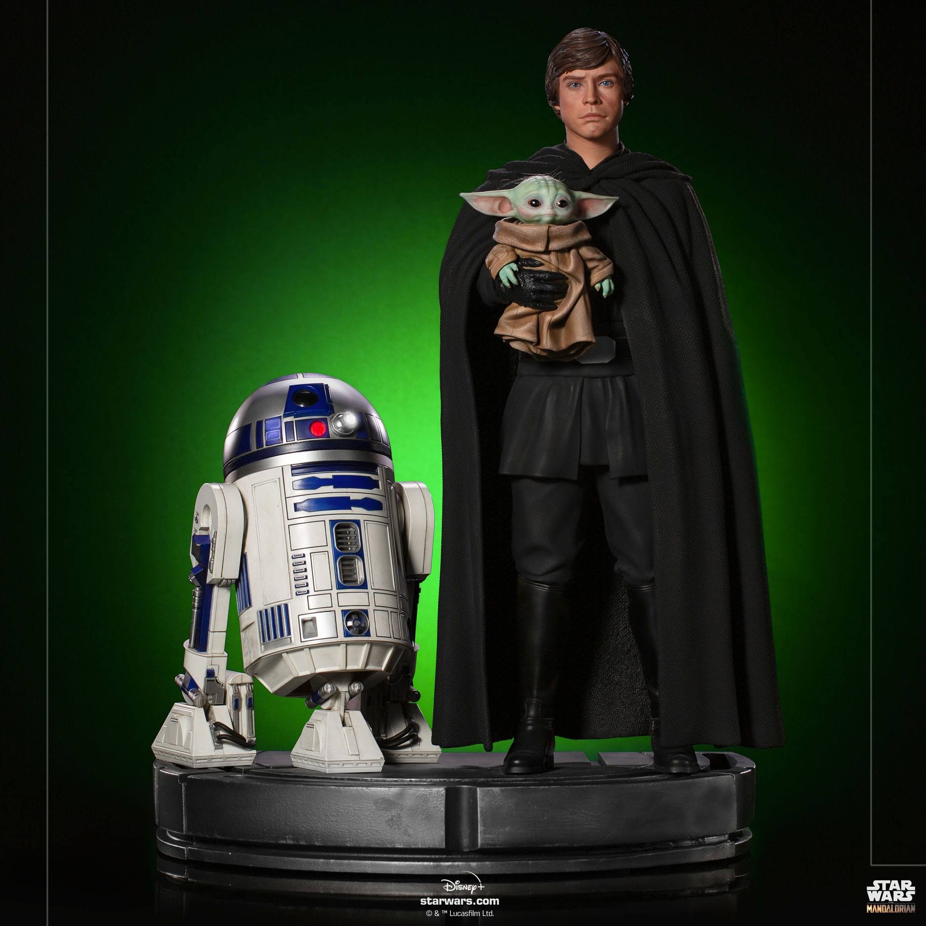 Star Wars - Legacy Replica Statue 1/4 - The Mandalorian - Luke Skywalker, R2-D2 & Grogu 54 cm