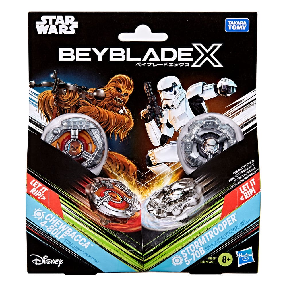 Beyblade X und Star Wars Collab Chewbacca 4-80LF vs. Sturmtruppler 5-70B