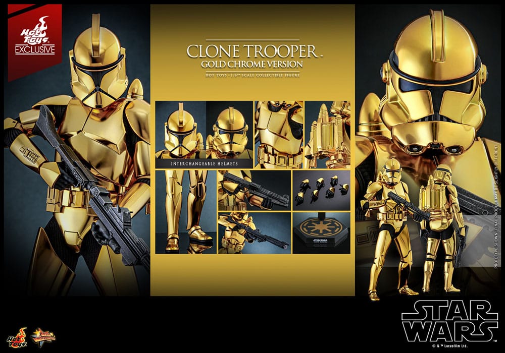 Star Wars Actionfigur 1/6 Clone Trooper (Gold Chrome Version) Exclusive 30 cm